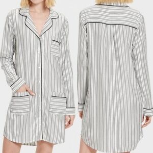 UGG Striped Lounge Dress Small Button Down Sleep Cozy Pajama Dress